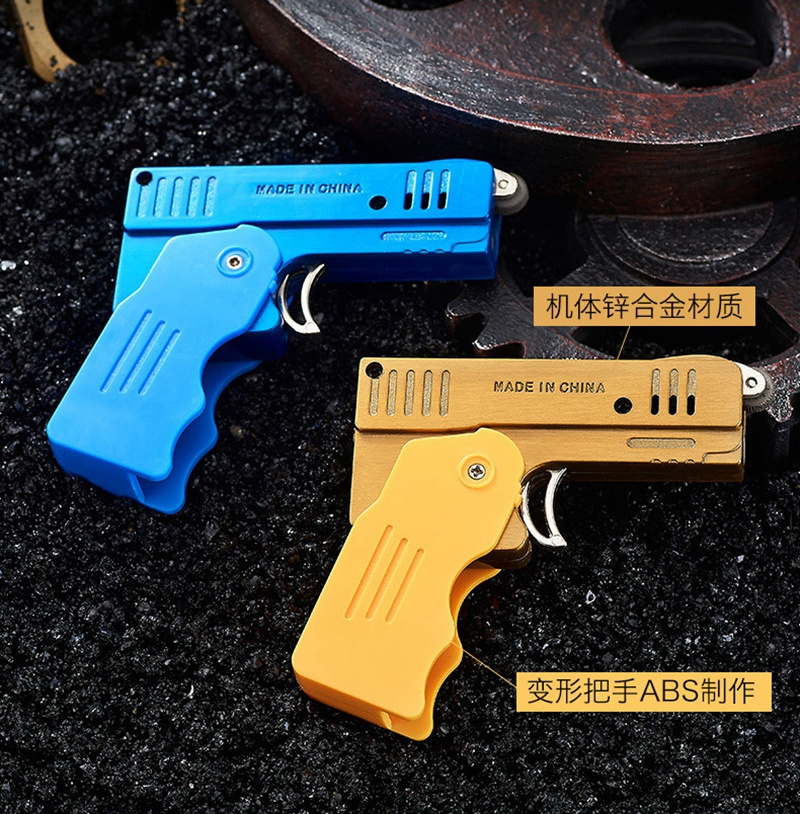 Hot sell Creative Pistol Model mini double fire blue flame gas torch lighter metal gun cigarette lighter