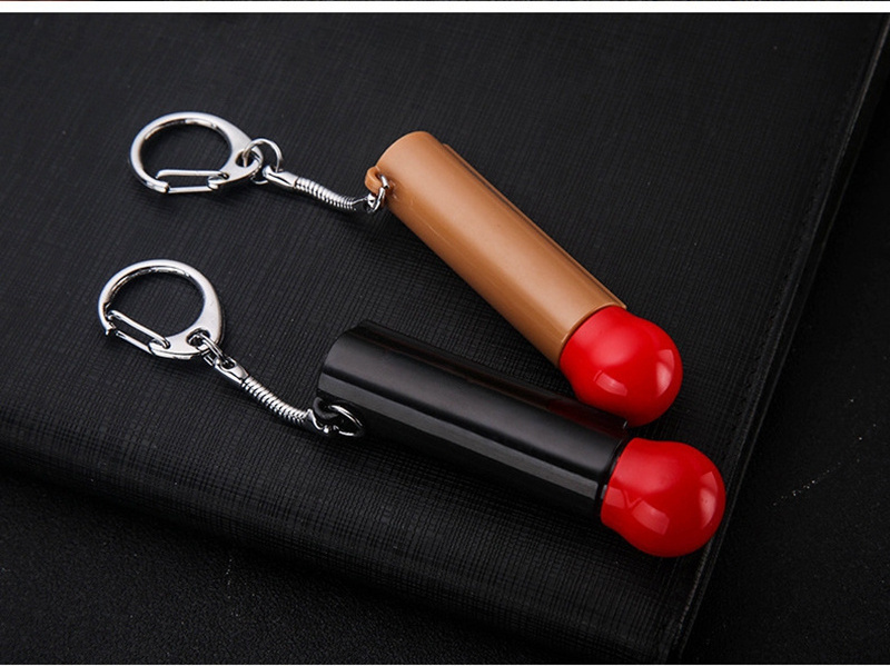 2024 New Creative Red match shape key chain Mini Kerosene lighter Durable metal fireproof outdoor lighter