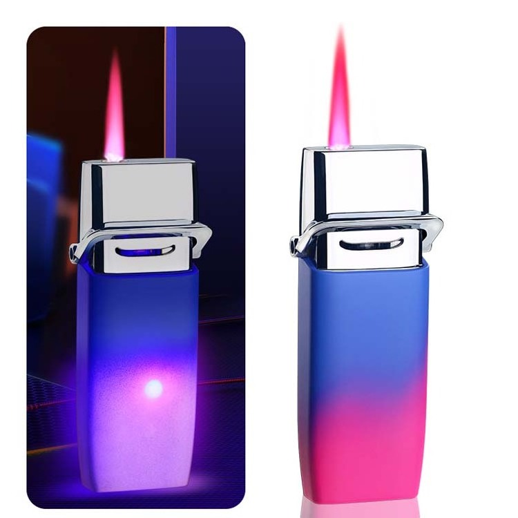 2024 New gas colored light gas lighter is easy to carry and has a windproof red flame, which can be used to light cigars