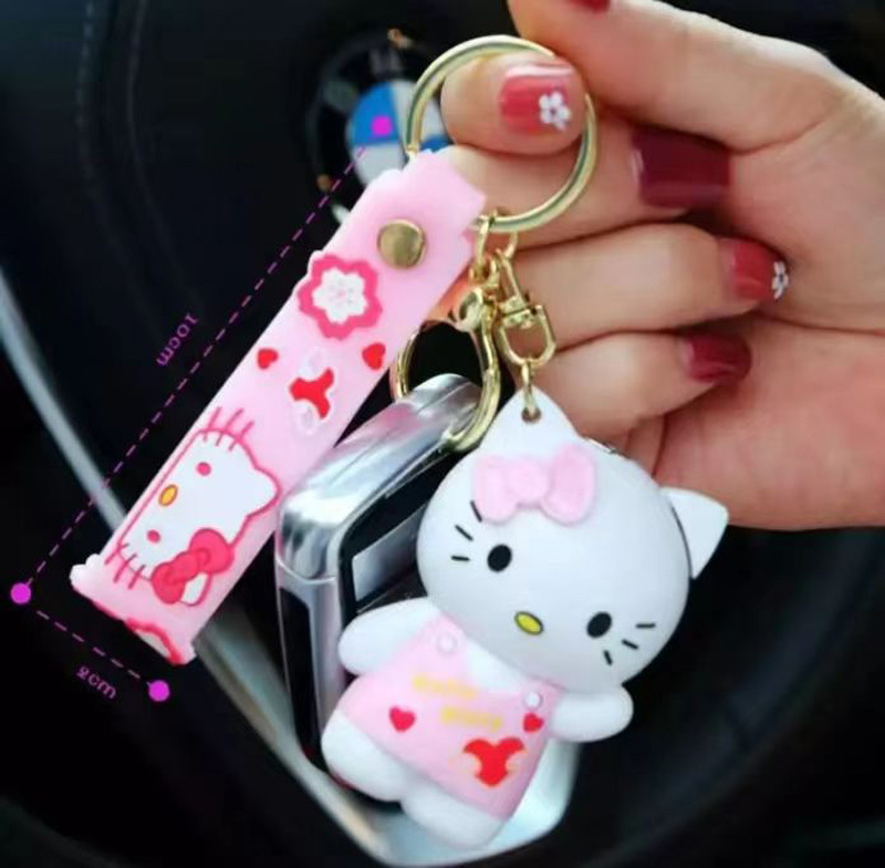 Wholesale 3D Hello Kitty Lighter Cartoon lighter with key ring Red Flame Gas Lighter Windproof Cigarette Lighter