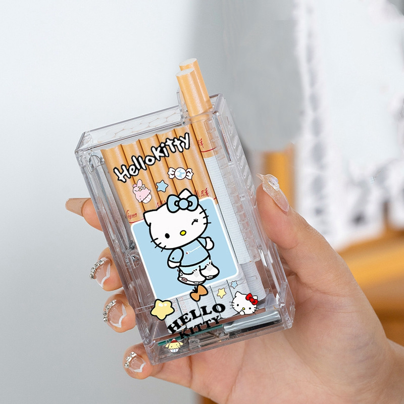 Tiktok popular same puppy transparent cigarette Protective Box Sanrio USB rechargeable lighter Plastic Acrylic Cigarette Case