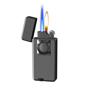 New Two Types Of Flames Butane Gas Lighter Windproof Blue Straight Flame And Soft Flame Lighter Custom Logo