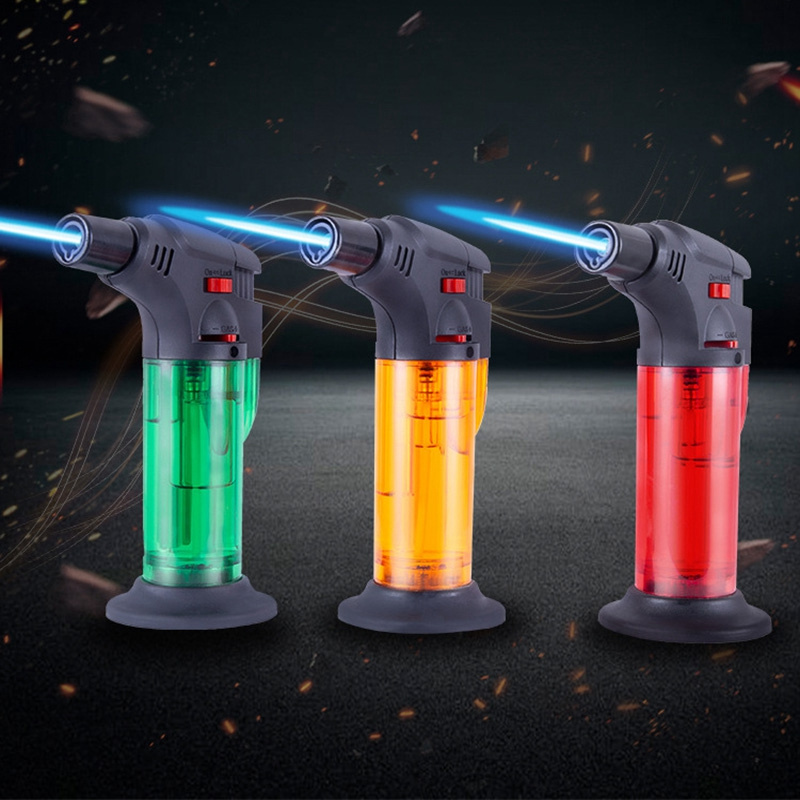 Wholesale Refillable Butane Torch Lighter Adjustable Jet Flame Mini Plastic Cigar Lighter for Smoke Shop