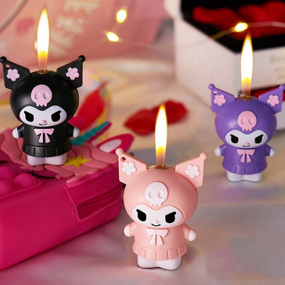 New Cute Kuromi Lighter Torch Lighter With Pink Flame Kawaii Lighters For Girl Friends Gifts