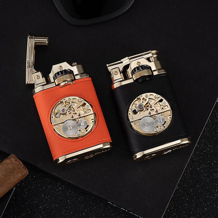 creative leather classic metal kerosene lighter Retro cigarette oil lighter for gift