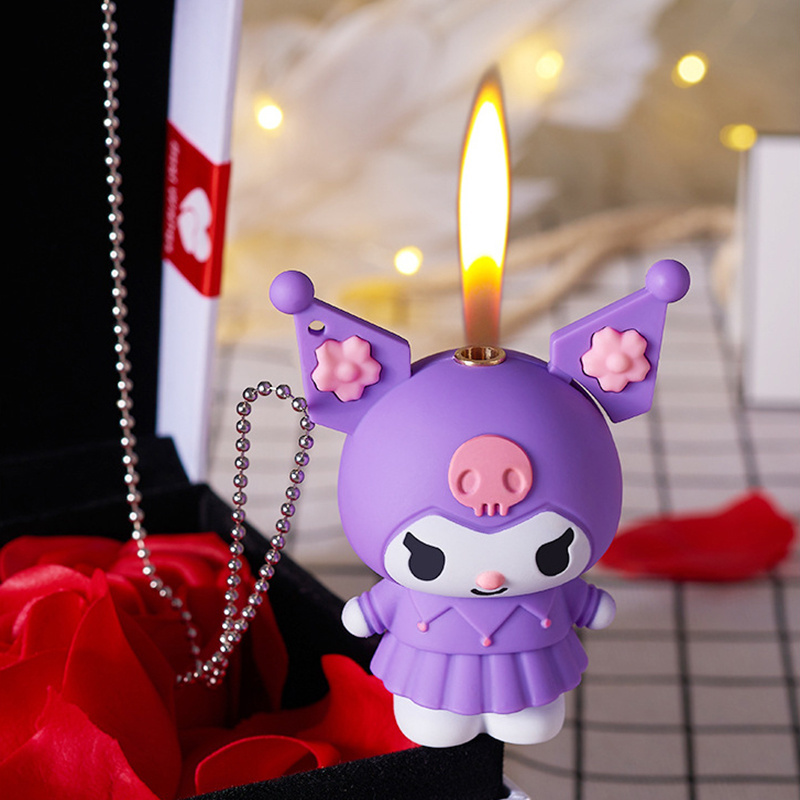 Wholesale Cartoon 3D Doll Kuromi Lighter Open Flame Butane Gas Lighter Cute Lighter for Girls Gift