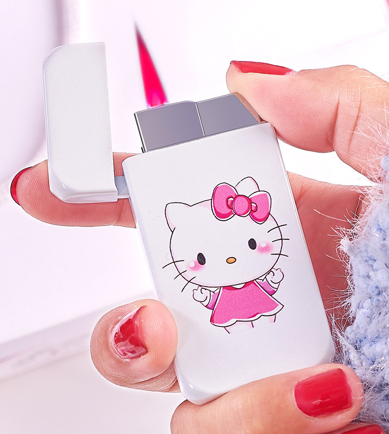 Wholesale Pink Hello Kitty kawaii kuromi Lighter Windproof Pink Flame Cute Lighter Torch For Girls