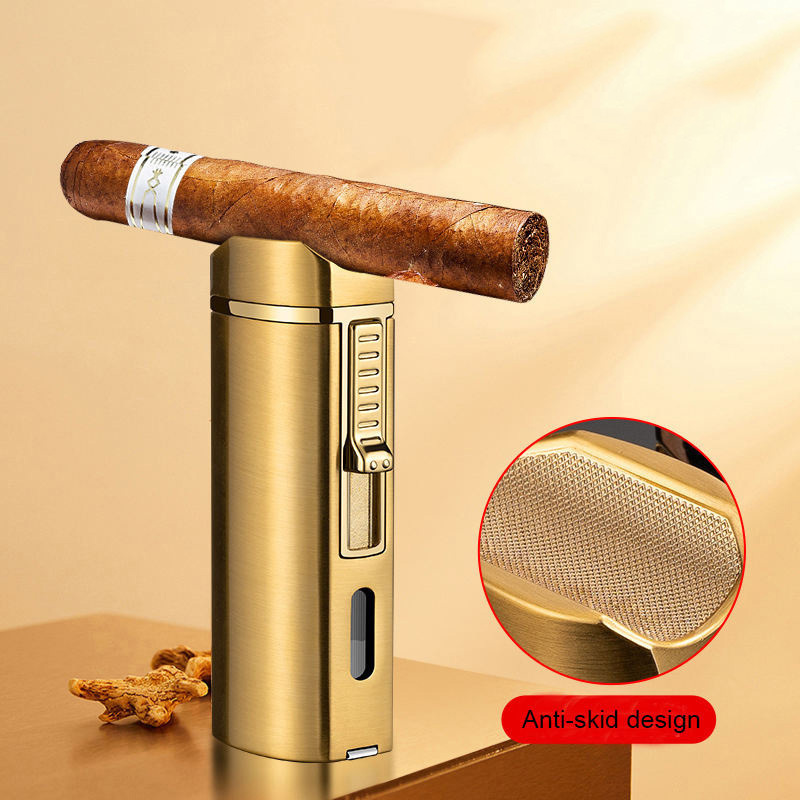 High-end gift box design cigar lighter three-flame high-power lighter cigar smoke for cigars