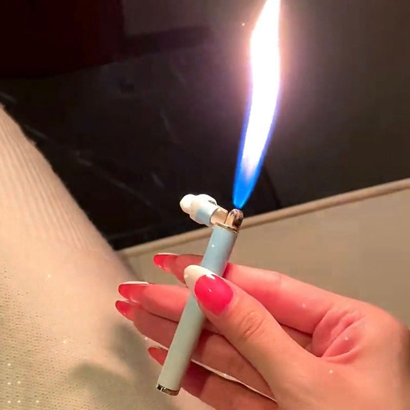 Metal Cigarette Shape Lighter Gradient Open Fire Grinding Wheel Laser Logo Advertising kuromi sanrio Mini smoking Lighter