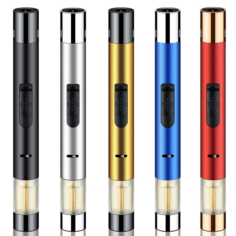 Wholesale Torch Lighter with Fuel Level Window Adjustable Jet Flame Windproof Cigar Cigarette Pen Lighter