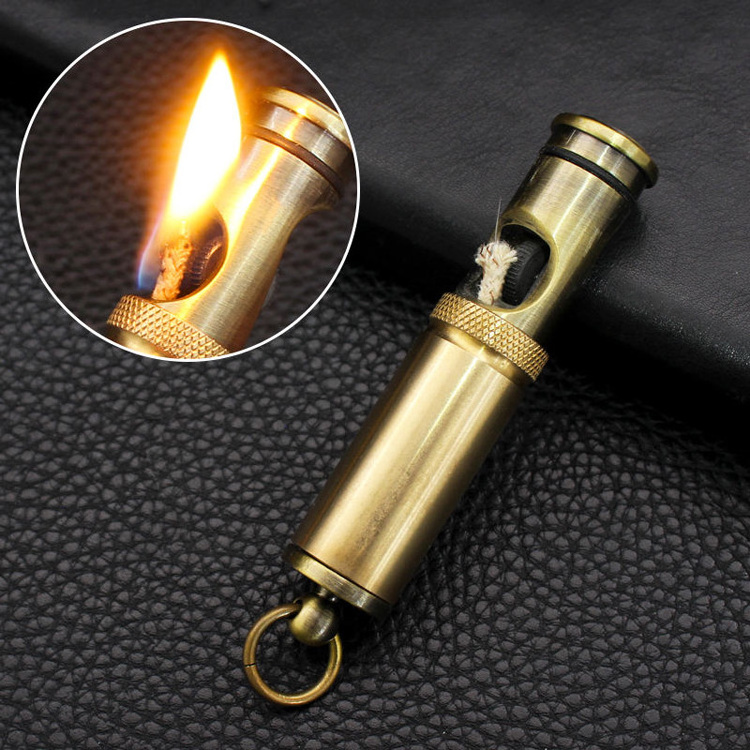 2023 Creative Retro Kerosene Lighter Metal Waterproof Old style Cotton Oil Grinding Wheel Lighter Wholesale