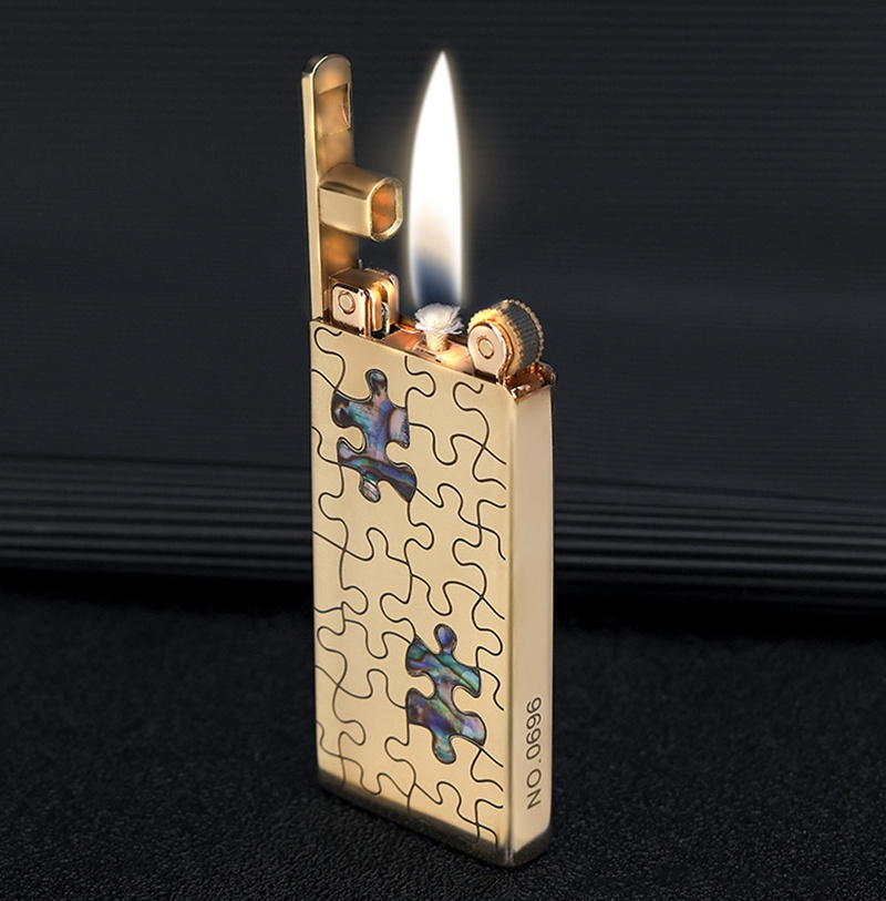 High-end Men gift ZORRO jigsaw puzzle original copper engraved kerosene lighter butterfly heart luxury lighter