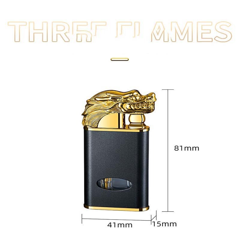 2024 New Best selling classic dragon double flame lighter dragon custom logo gas Croc lighter torch lighter