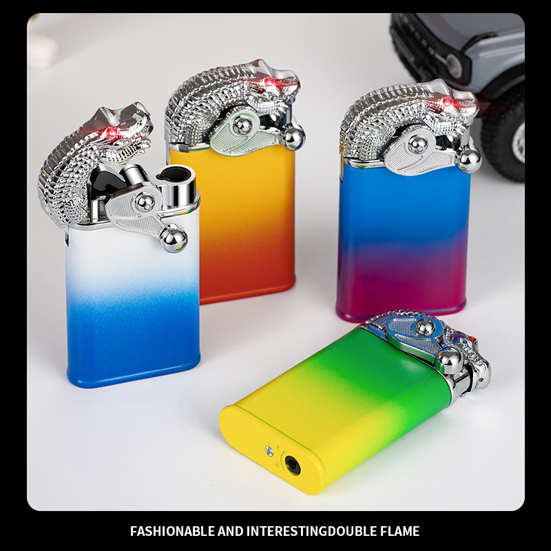 Fashion New design croc double flame 2.0 lighter custom logo wholesale lighter Straight flame custom logo torch lighters