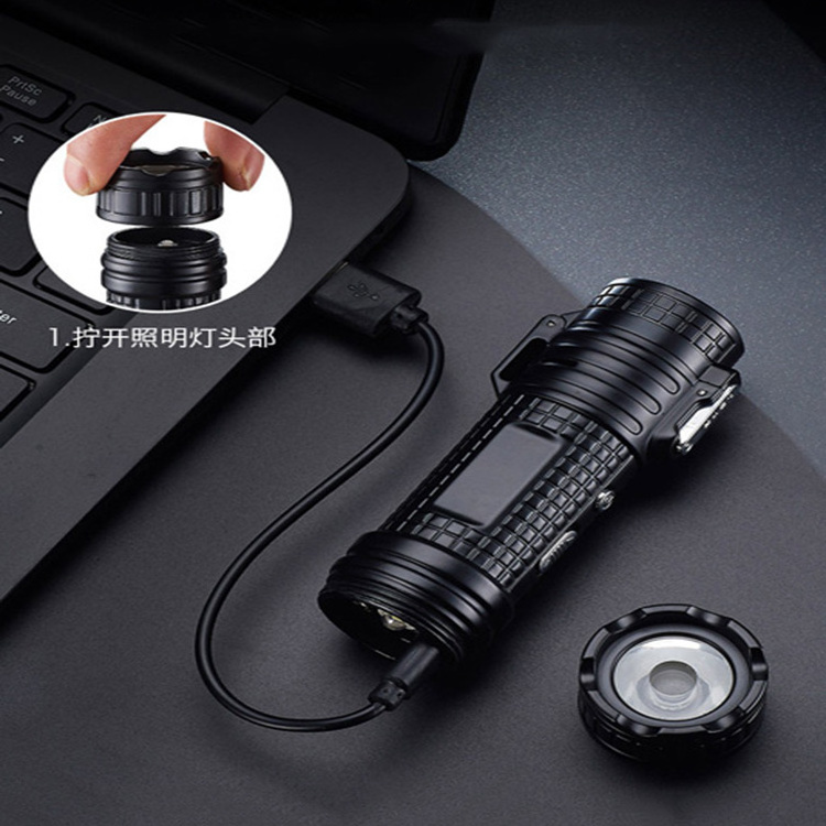 New Outdoor Windproof Butane Gas Lighter Usb Charging Dual Arc Multifunctional Flashlight Gas Electric Dual Purpose Lighter