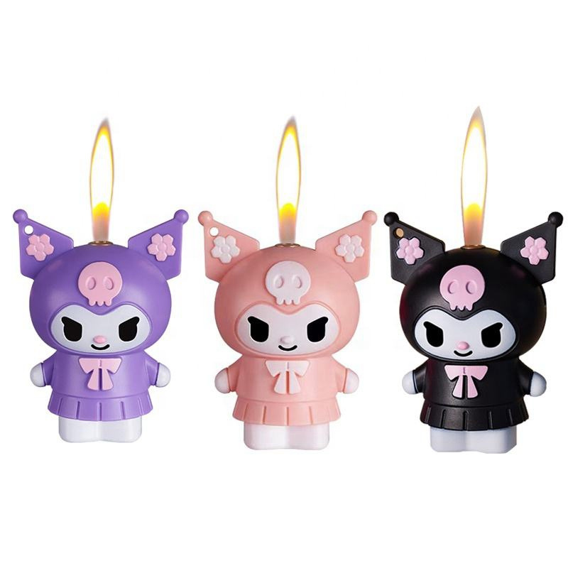 New Cute Kuromi Lighter Torch Lighter With Pink Flame Kawaii Lighters For Girl Friends Gifts