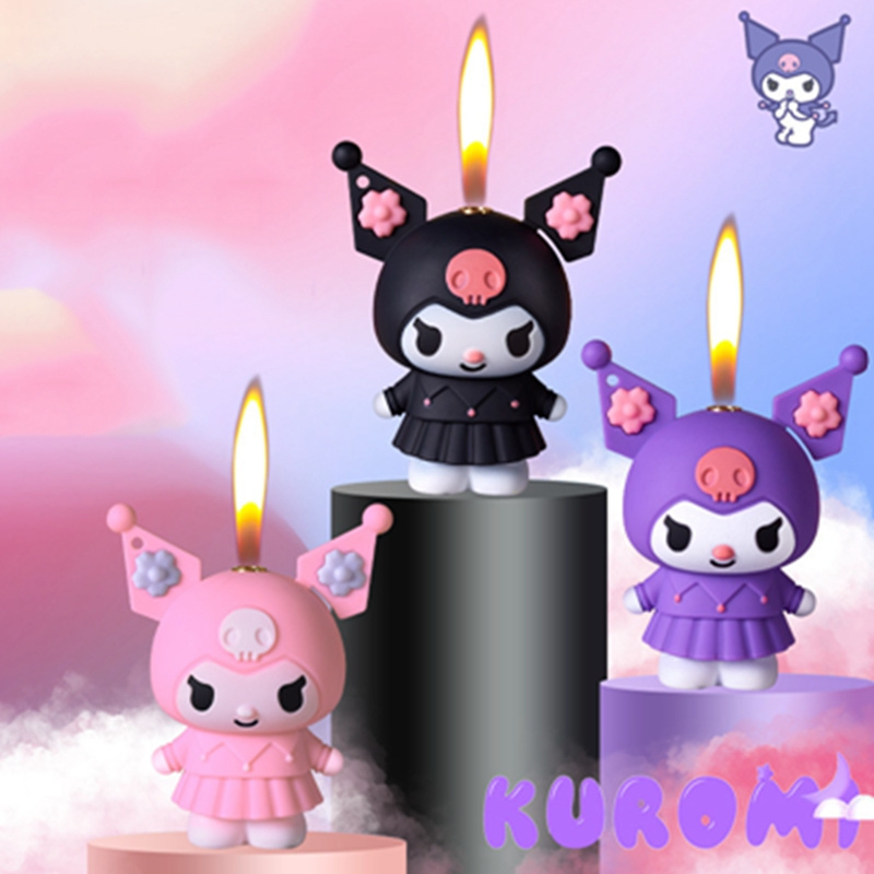 Wholesale Cartoon 3D Doll Kuromi Lighter Open Flame Butane Gas Lighter Cute Lighter for Girls Gift