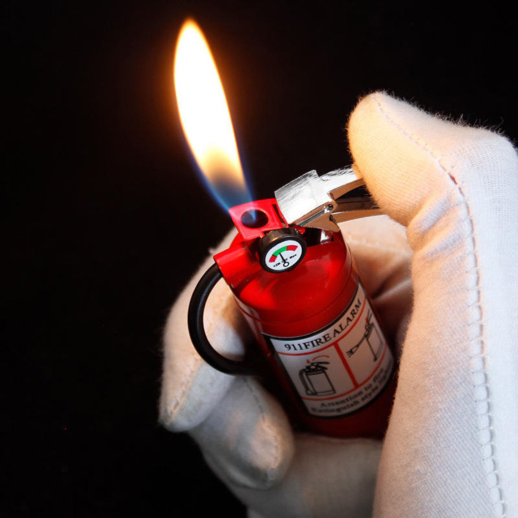 2023 Creative Shape Fire extinguisher lighter butane gas open flame lighter with lamp