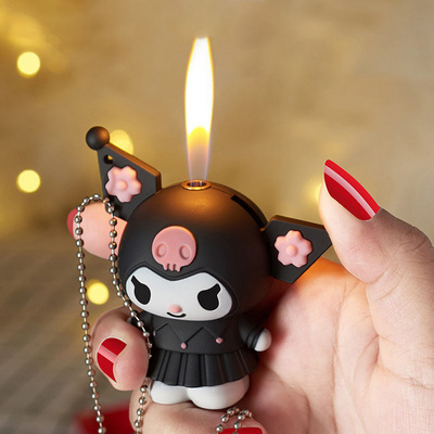 Pink Black Purple kuromi lighter Butane kawaii Doll Windproof refillable jet lighter torch gas cartoon lighter For woman Gift