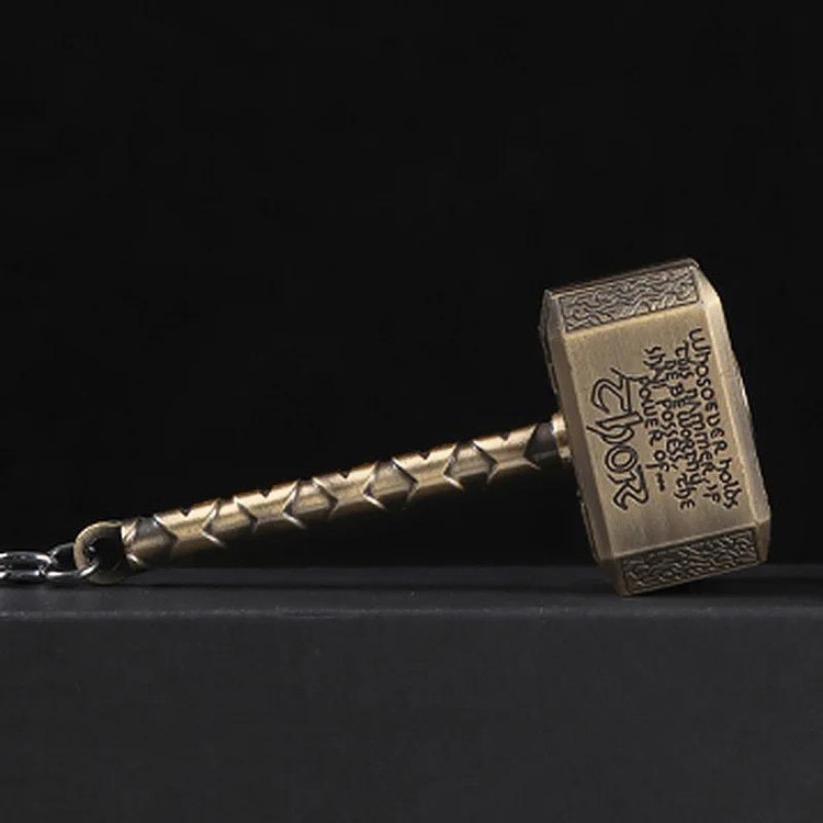 Wholesale Mini Thor's Hammer Electric Lighter Creative Hand-made Keychain Jewelry Hammer Cigarette Lighter