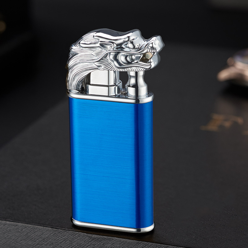 Hot Selling luminous Dragon Head Model Butane Lighter Double Flame Cigarette Pink Lighter Custom Logo For women