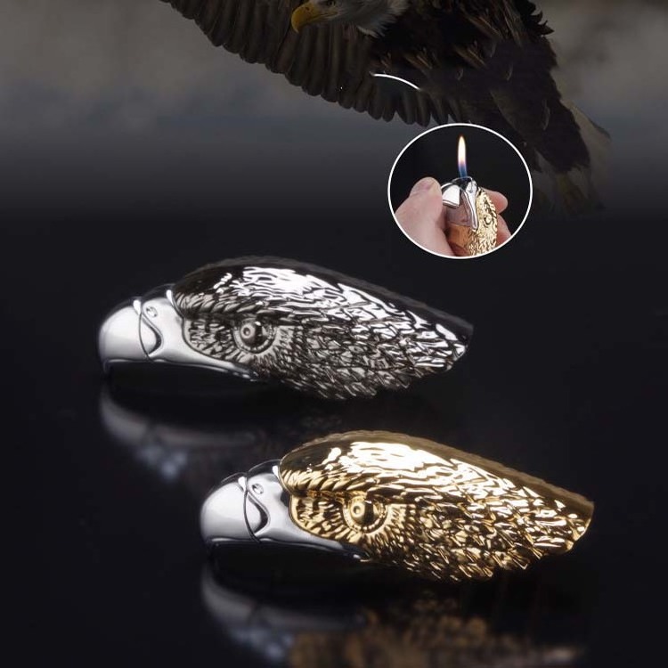 New Creative Portable Eagle Head Gas Lighter,Eagle Eyes Open Flame Refillable Butane Gas Cigarette Lighter