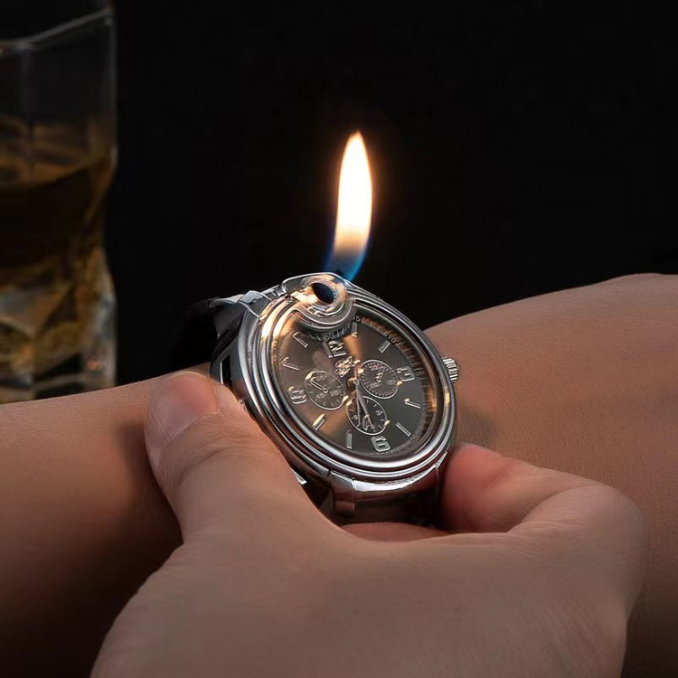 New clocks watches open flame lighters metal personalized gas cigarette lighters wholesale