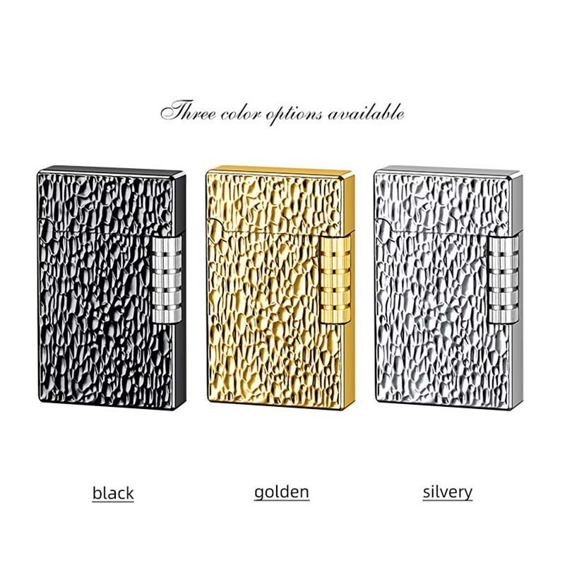 Creative oblique square lattice bright side grinding wheel metal fire cigarette lighter refillable