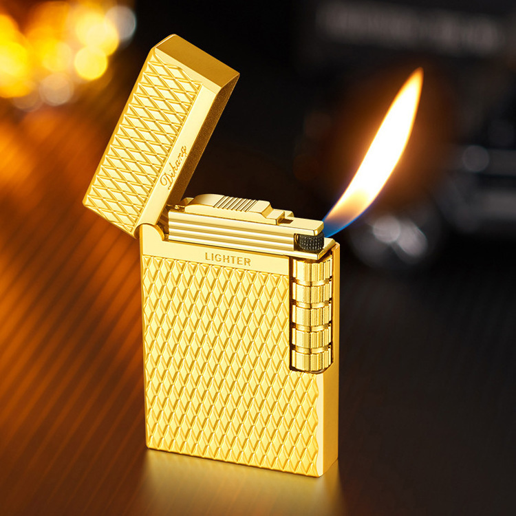 Steel voice oblique flame pipe lighter refilled butane gas high-grade gift lighter