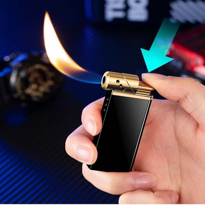 Novelty design windproof strong straight flame gas lighter butane gas lighter windproof lighter