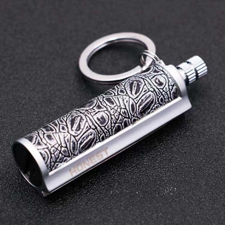 2024 New design vintage kerosene reusable metal match oil lighter outdoor striker lighter holder keychain