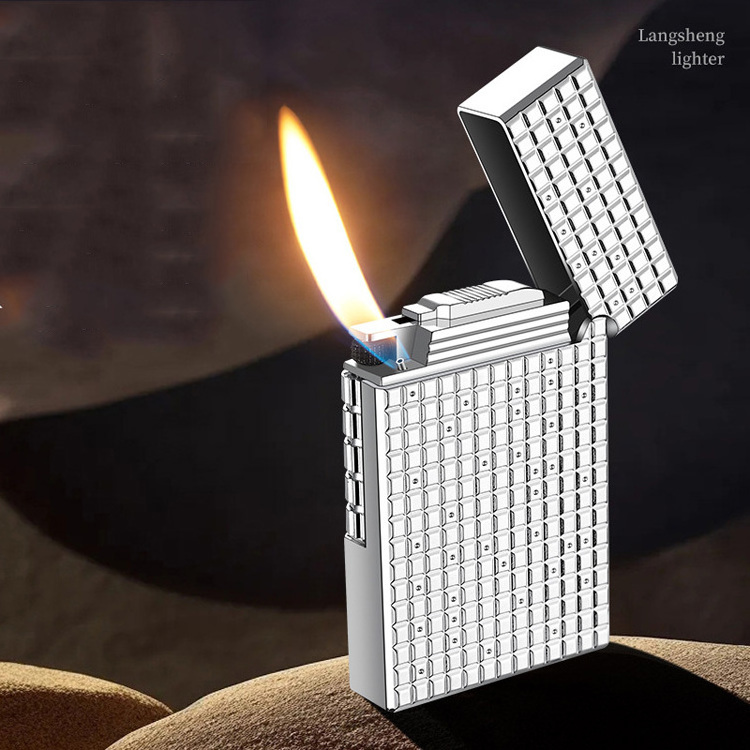 Steel voice oblique flame pipe lighter refilled butane gas high-grade gift lighter