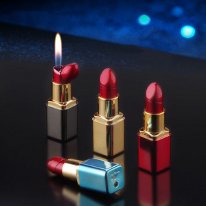 2023 Wholesale Funny Lipstick Shape Cigarette Lighter Refill Butane Gas Soft Flame Lighter