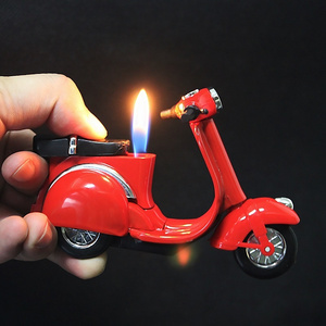 Creative Gift Inflatable lighter battery Motorcycle model tabletop display open flame lighter