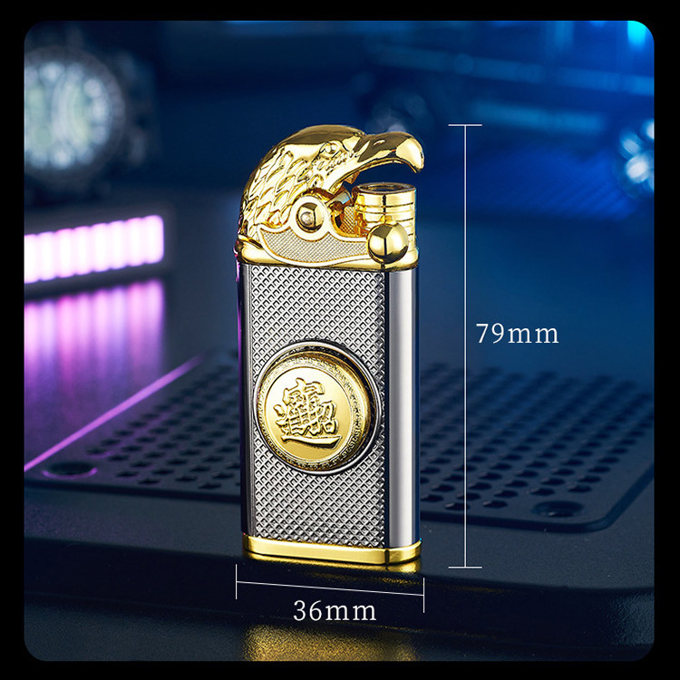 2024 cigar Hawk head shape embossed lighter double flame custom logo lighter cigar lighter