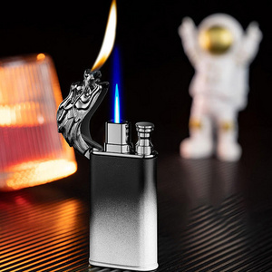 Creative Custom Novelty Cool Gradient Double Flame Croc Dragon Cigarette Lighter