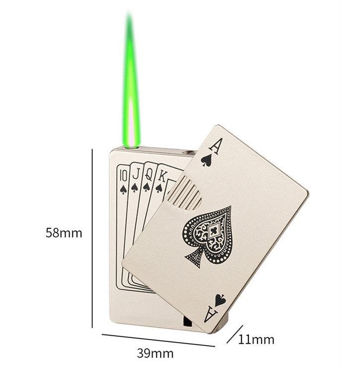 Hot sale poker Creative Lighter Jet Torch Play lighter poker uv light lighter green red flame lighter