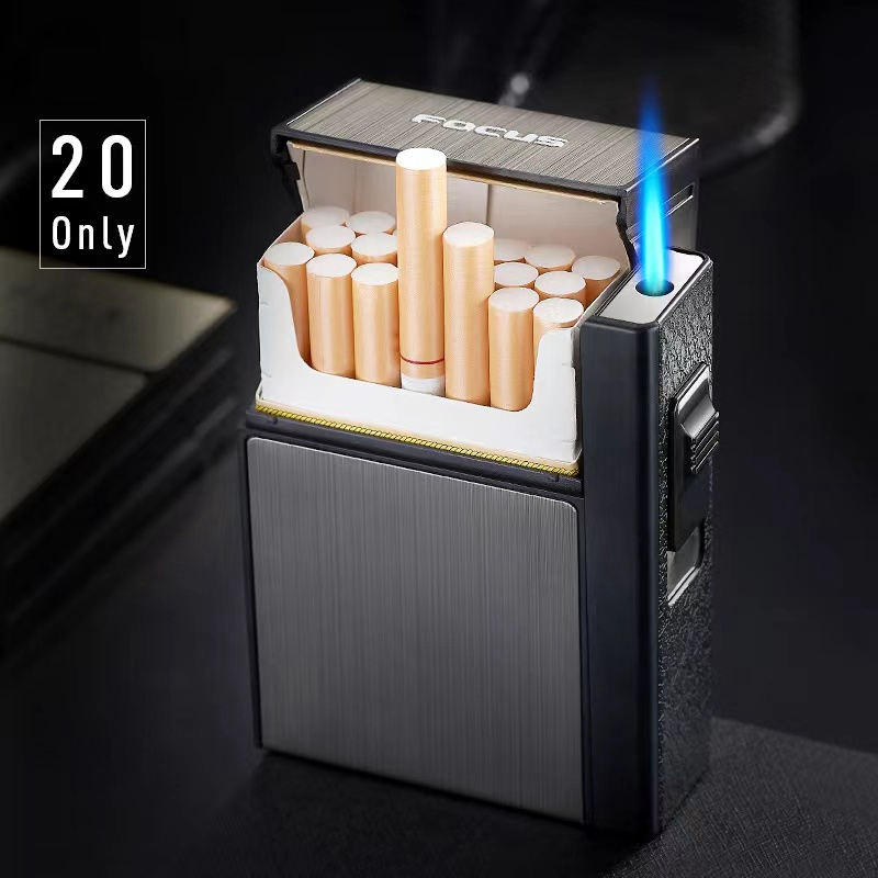 Hot selling Classic Design Cigarette Case Lighter 2 in 1 Custom Logo Inflatable Lighter Cigarette Case lighter case