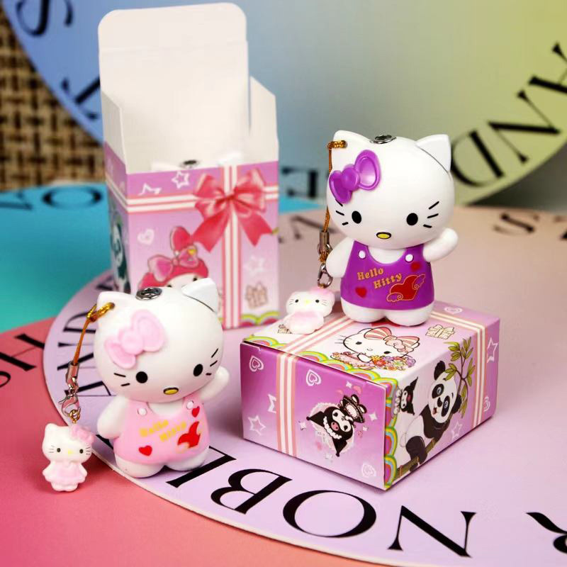 Wholesale 3D Hello Kitty Lighter Cartoon lighter with key ring Red Flame Gas Lighter Windproof Cigarette Lighter