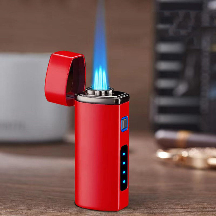 Factory Direct Sell Zinc Alloy 3 Jet Torch Lighter Gas with USB Rechargeable Butane Triple Jet Flame Torch Cigar Lighter