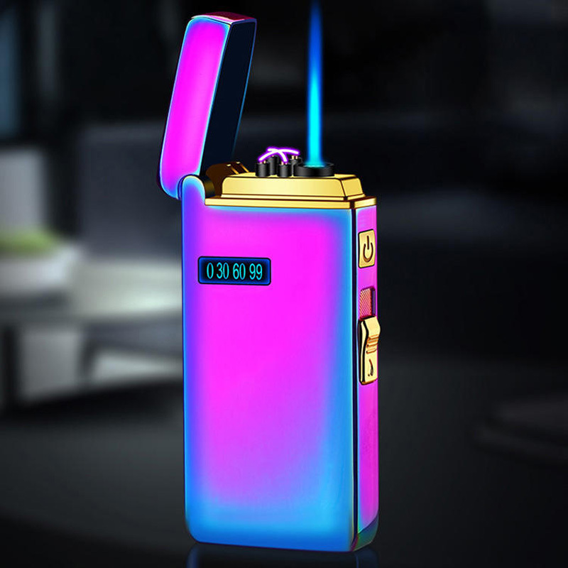 New Dual purpose gas electricity cigarette torch lighter Double arc electric lighter usb rechargeable