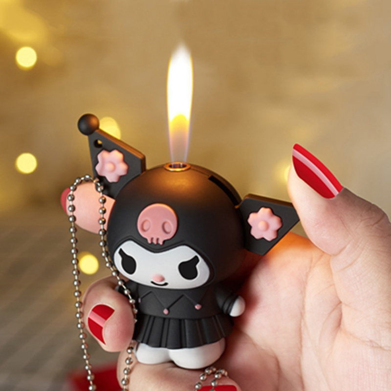 Wholesale Cartoon 3D Doll Kuromi Lighter Open Flame Butane Gas Lighter Cute Lighter for Girls Gift