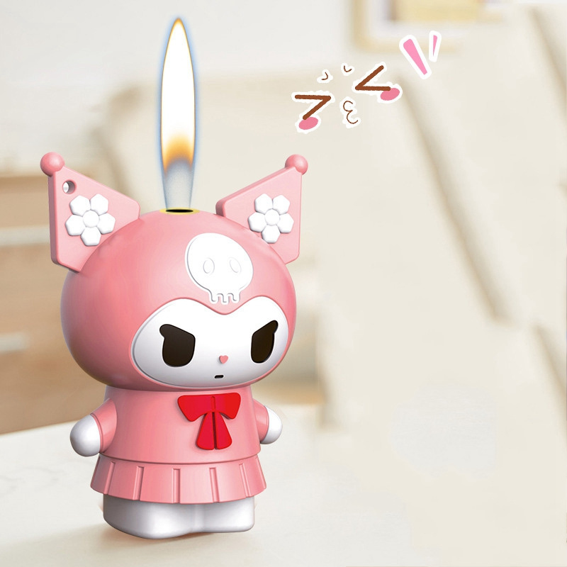 New Cute Kuromi Lighter Torch Lighter With Pink Flame Kawaii Lighters For Girl Friends Gifts