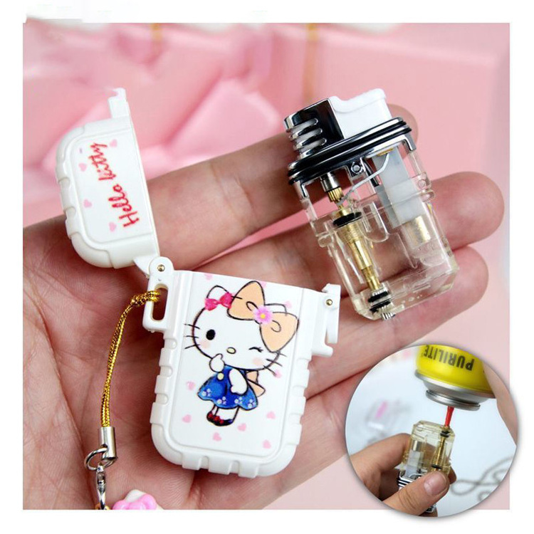 New Cute Pendant Cartoon Torch Lighter Pink Flame Waterproof Detachable Lighter