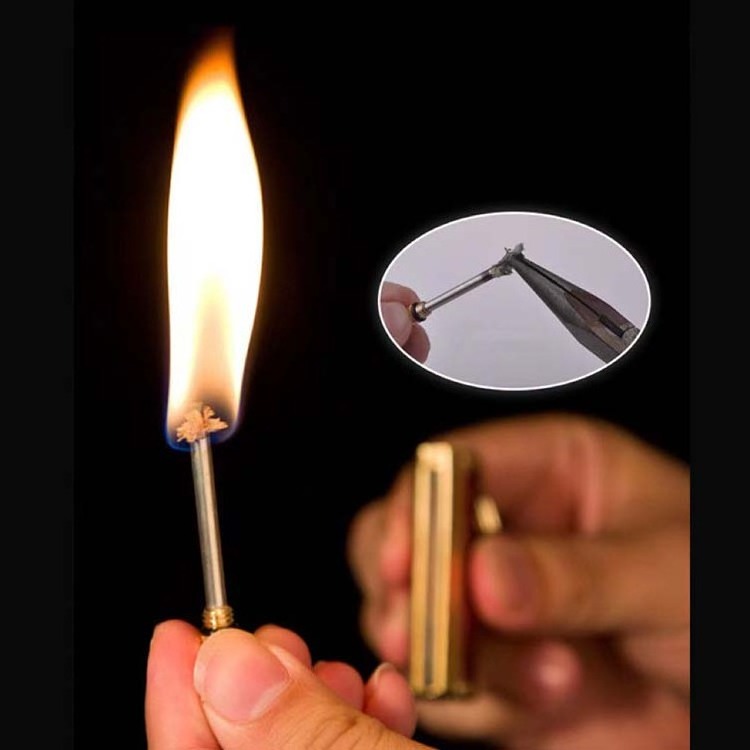 2024 New design vintage kerosene reusable metal match oil lighter outdoor striker lighter holder keychain