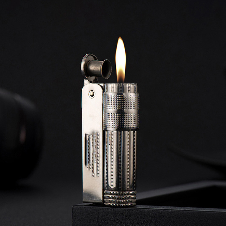 High-end mini compact kerosene lighter grinding wheel windproof oil metal lighter for cigarette