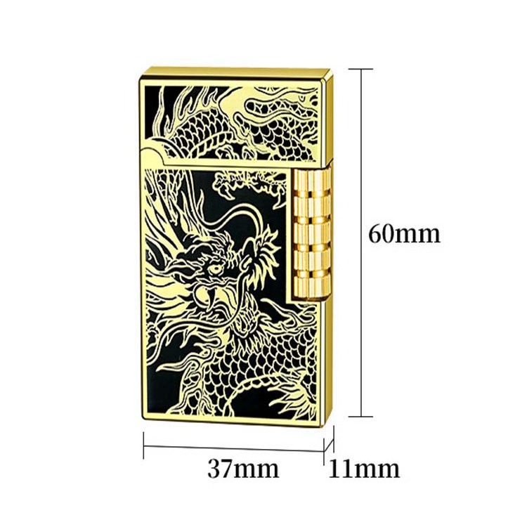 Creative Metal Butane Gas Lighter Dragon Pattern Side Grinding Wheel Soft Flame Lighter