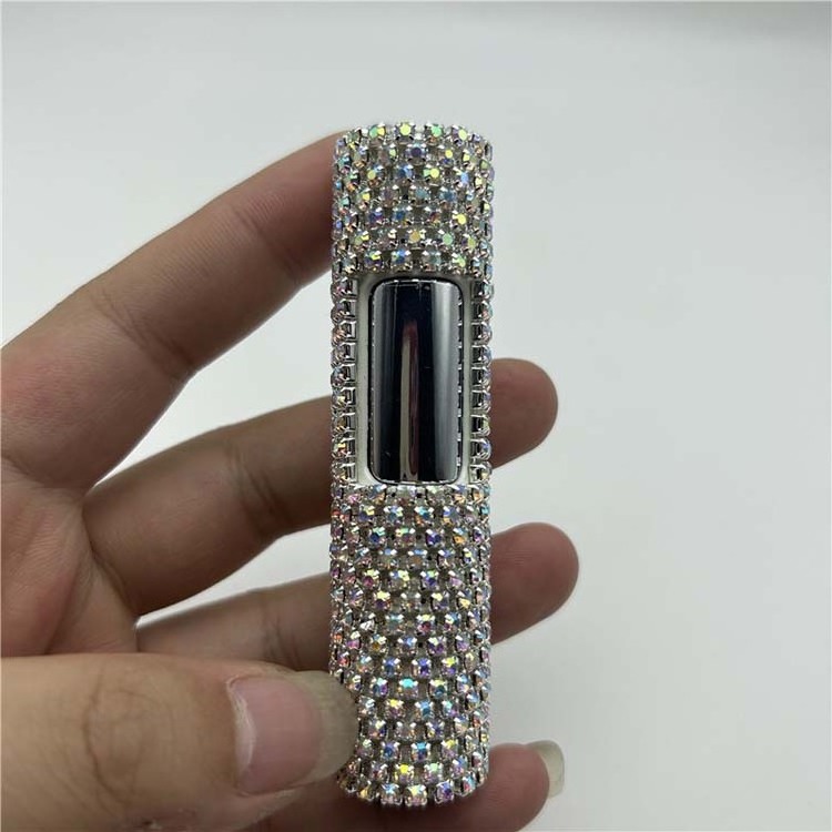 Creative Portable Lighter for Smoking Pink Flame Luminous Lighter Crystal Cylinder Pressing Diamond Lighter