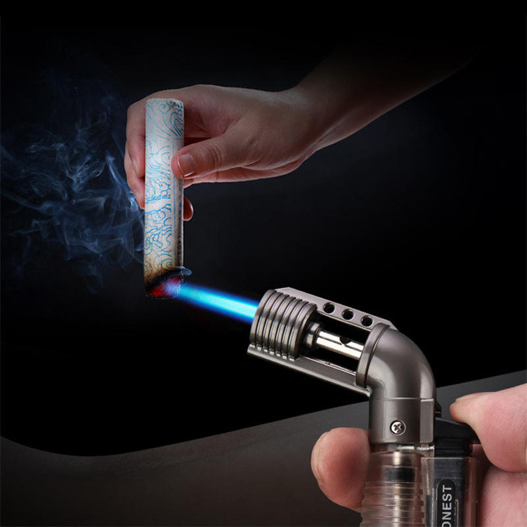 Wholesale elbow Refillable Gas Metal Torch cigarette Lighter Jet Flame Cigar Lighter