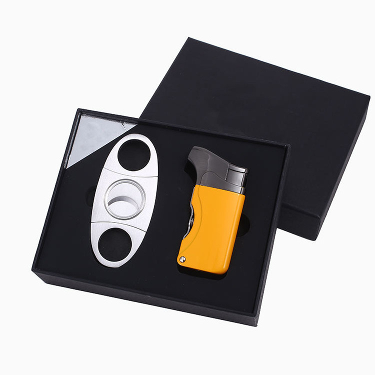 New premium luxury jet Torch windproof 2 in 1 cigar lighter and cutter cigar cutter and lighter set